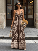 Vestido largo con estampado tropical bohemio - ArmasStyle