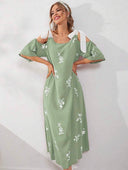 Vestido largo con tirantes de lazos estampado - ArmasStyle