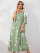 Vestido largo con tirantes de lazos estampado - ArmasStyle