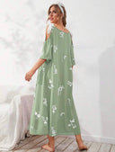 Vestido largo con tirantes de lazos estampado - ArmasStyle