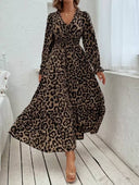 Vestido largo de mujer versatil estampado animal-print - ArmasStyle