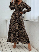 Vestido largo de mujer versatil estampado animal-print - ArmasStyle