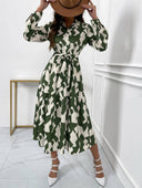 Vestido largo de mujer versatil estampado con cinturon - ArmasStyle