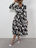 Vestido largo de mujer versatil estampado con cinturon - ArmasStyle