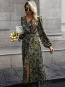 Vestido largo de mujer versatil estampado manga larga - ArmasStyle