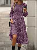 Vestido largo de mujer versatil estampado manga larga - ArmasStyle