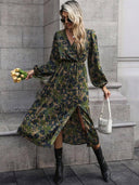 Vestido largo de mujer versatil estampado manga larga - ArmasStyle