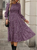Vestido largo de mujer versatil estampado manga larga - ArmasStyle