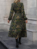 Vestido largo de mujer versatil estampado manga larga - ArmasStyle