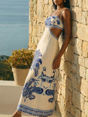 Vestido largo de vacaciones estilo retro resort - ArmasStyle