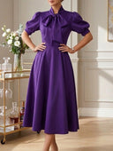 Vestido largo manga bombacha y lazo - ArmasStyle