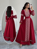Vestido largo manga larga con estampado (SIN CINTURON) - ArmasStyle