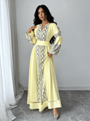 Vestido largo manga larga con estampado (SIN CINTURON) - ArmasStyle