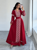 Vestido largo manga larga con estampado (SIN CINTURON) - ArmasStyle