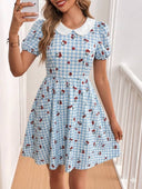 Vestido manga bombacha con cuello de solapa - ArmasStyle
