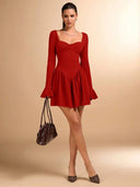 Vestido unicolor con fruncido - ArmasStyle