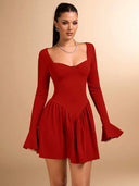 Vestido unicolor con fruncido - ArmasStyle