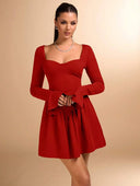 Vestido unicolor con fruncido - ArmasStyle