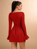 Vestido unicolor con fruncido - ArmasStyle