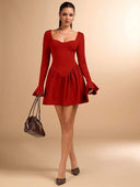 Vestido unicolor con fruncido - ArmasStyle