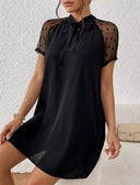 Vestido unicolor con malla y lazo flontal - ArmasStyle