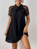 Vestido unicolor con malla y lazo flontal - ArmasStyle